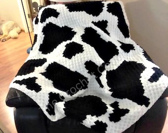 Cow Print Afghan C2C Crochet Pattern, Written Row Counts, C2C Graphs, Corner to Corner, Crochet Pattern, C2C Graph