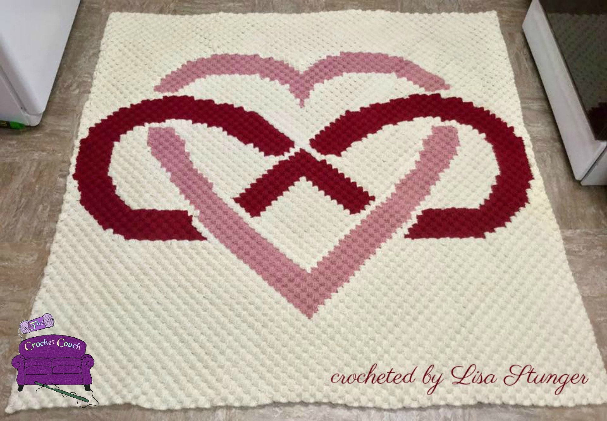 Infinite Love Afghan, C2C Crochet Pattern, Written Row Counts, C2C
