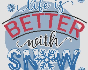 Life is Better With Snow Afghan, SC / TSS Crochet Pattern, Written Row Counts for single crochet and tunisian simple stitch