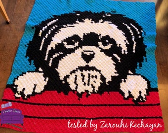 Shih Tzu, Black and White Afghan, C2C Crochet Pattern, Written Row by Row, Color Counts, Instant Download, C2C Graph, C2C Pattern, Graphgan