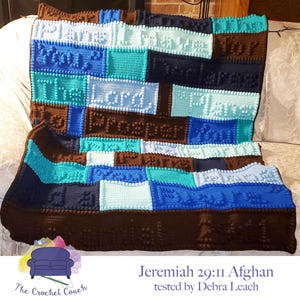 Jeremiah 29:11 Afghan, Bobble Crochet Pattern, Graph and Written Row by Row Included image 4