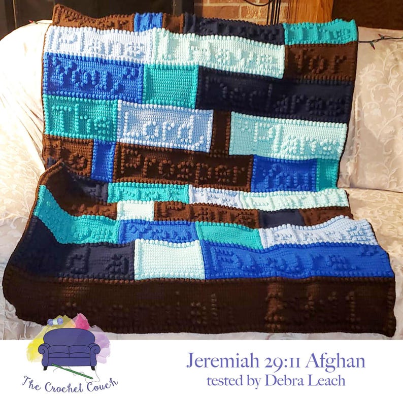 Jeremiah 29:11 Afghan, Bobble Crochet Pattern, Graph and Written Row by Row Included image 4