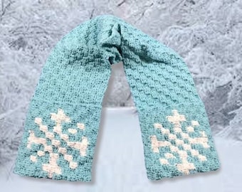 Snowflake Scarf C2C Crochet Pattern, Written Row Counts, C2C Graphs, Corner to Corner Crochet Pattern, C2C Graph