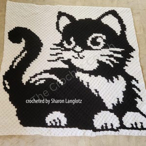 Kitty Cat Afghan C2C Crochet Pattern, Graph and Written Row by Row Included