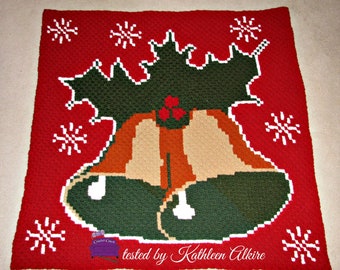 Christmas Bells Afghan, C2C Crochet Pattern, Written Row Counts, C2C Graphs, Corner to Corner, Crochet Pattern, C2C Graph