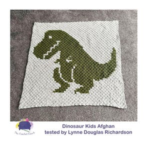 Dinosaur Kids Afghan C2C Crochet Pattern, Graph and Written Row by Row Included