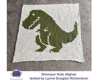 Dinosaur Kids Afghan C2C Crochet Pattern, Graph and Written Row by Row Included