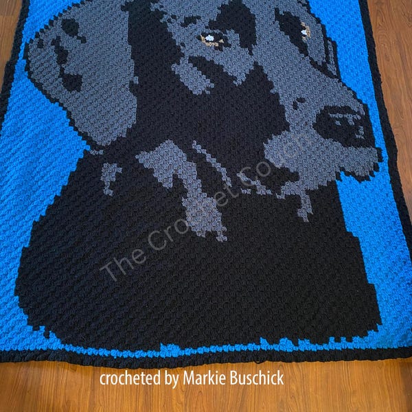 Black Lab Afghan, C2C Crochet Pattern, Graph and Written Row by Row Included