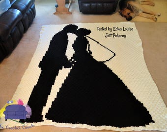 Wedding Couple Afghan C2C Crochet Pattern, Graph and Written Row by Row Included