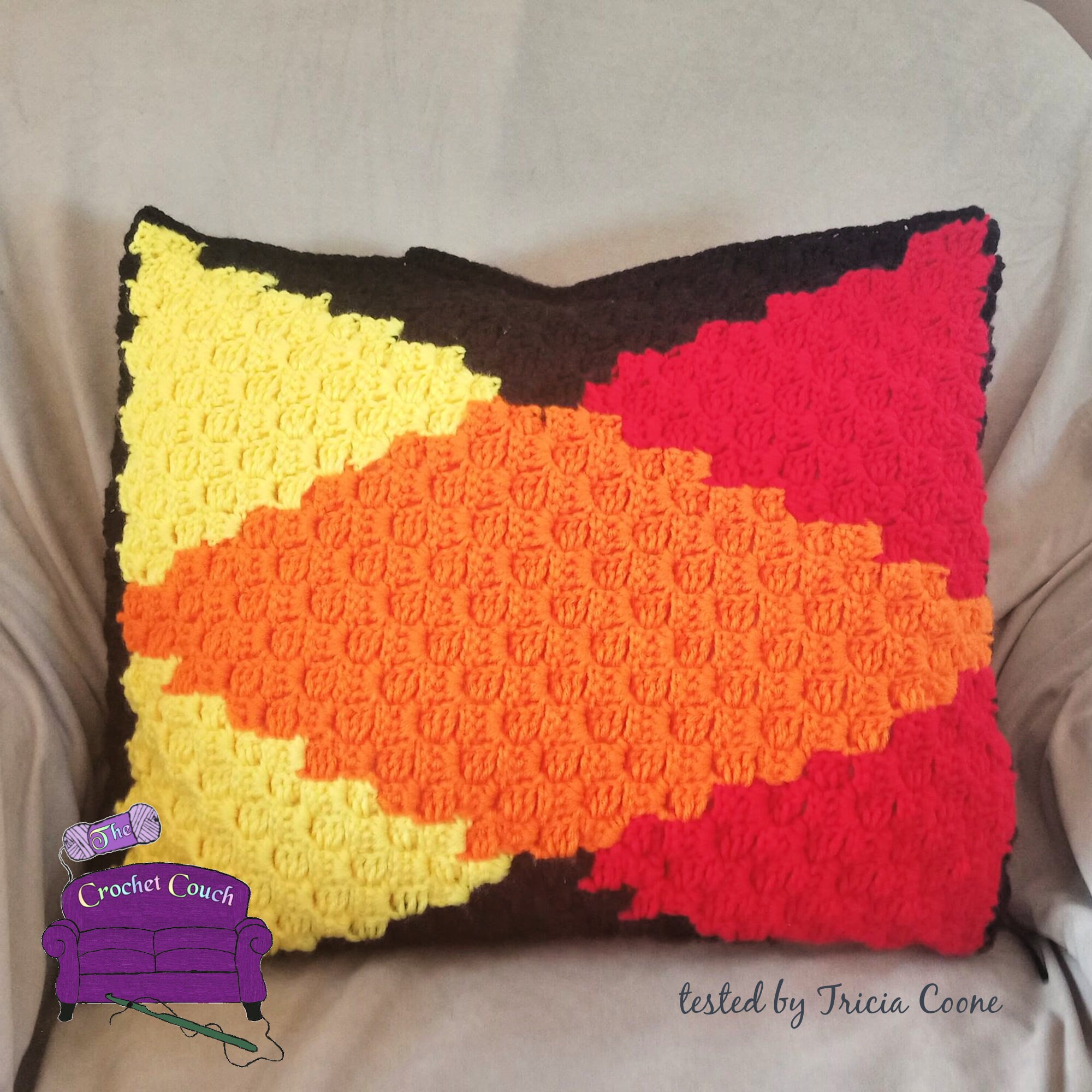 Black Diamond Pillow, C2C Crochet Pattern, Written Row by Row, Color