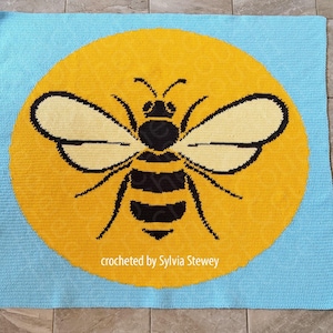 Honeybee Afghan SC or TSS Crochet Pattern, Graph and Written Row by Row Included