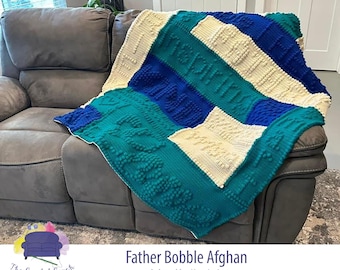Father Afghan Bobble Stitch Crochet Pattern, Written Row by Row, Color Counts, Instant Download, Graphgan Pattern, Graphgan