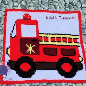 Firetruck Afghan C2C Crochet Pattern, Graph and Written Row by Row Included