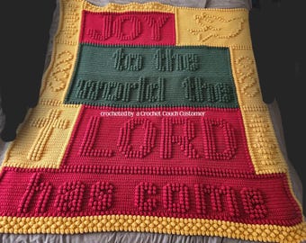 Joy to the World Afghan Bobble Crochet Pattern, Graph and Written Row by Row Included