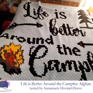 Life is Better Around the Campfire Afghan C2C Crochet Pattern, Written Row Counts, C2C Graphs, Corner to Corner, Crochet Pattern, C2C Graph