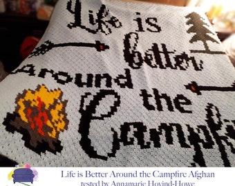 Life is Better Around the Campfire Afghan C2C Crochet Pattern, Written Row Counts, C2C Graphs, Corner to Corner, Crochet Pattern, C2C Graph