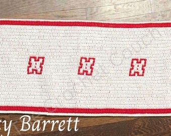 Set the Table 3, Mosaic Table Runner Crochet Pattern, Graph and Written row by row pattern for Overlay Mosaic