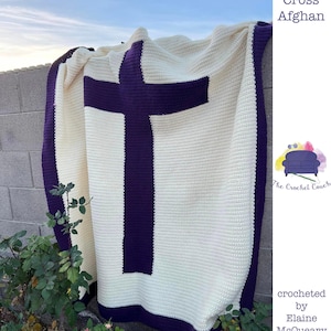 Cross Afghan Crochet Pattern: SC / TSS Written Row Counts (PDF Pattern)