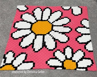 Daisy Dreams Baby Afghan C2C Crochet Pattern, Written Row Counts, C2C Graphs, Corner to Corner, Crochet Pattern, C2C Graph