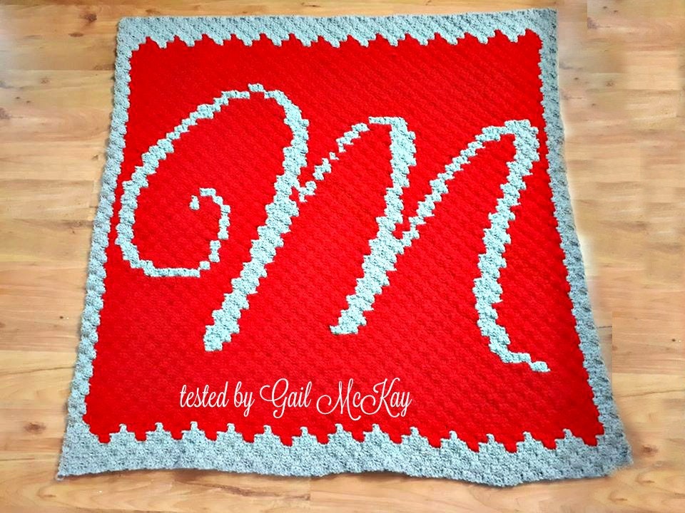 Letter M Baby Blanket, C2C Crochet Pattern, Written Row Counts, C2C