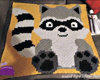 Raccoon Baby Afghan C2C Crochet Pattern, Written Row Counts, C2C Graphs, Corner to Corner, Crochet Pattern, C2C Graph