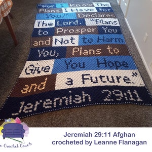 Jeremiah 29:11 Afghan C2C Crochet Pattern, Written Row Counts, C2C Graphs, Corner to Corner, Crochet Pattern, C2C Graph