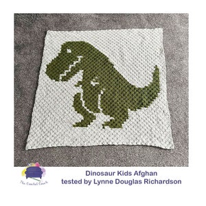 Dinosaur Kids Afghan C2C Crochet Pattern, Written Row by Row, Color Counts, Instant Download, C2C Graph C2C Pattern, Corner to Corner