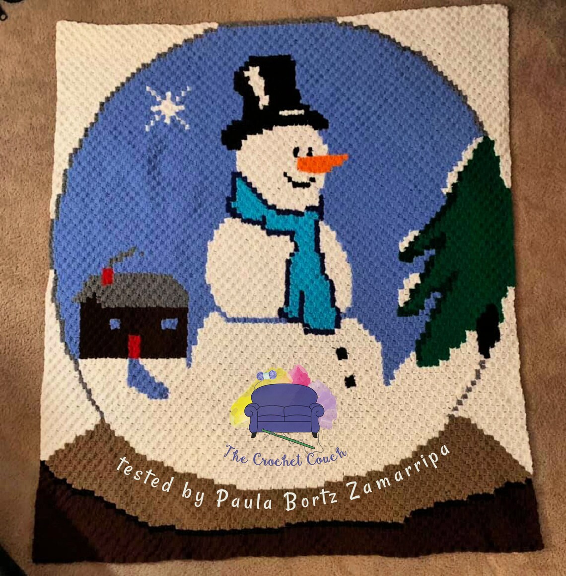 Snowman Snow Globe Afghan C2C Crochet Pattern Written Row by | Etsy