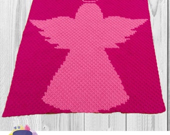 Angel Silhouette Kids Afghan C2C Crochet Pattern, Written Row Counts, C2C Graphs, Corner to Corner, Crochet Pattern, C2C Graph