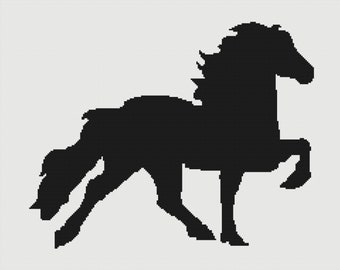 Stallion Silhouette Afghan, SC / TSS Crochet Pattern, Written Row Counts for single crochet and tunisian simple stitch