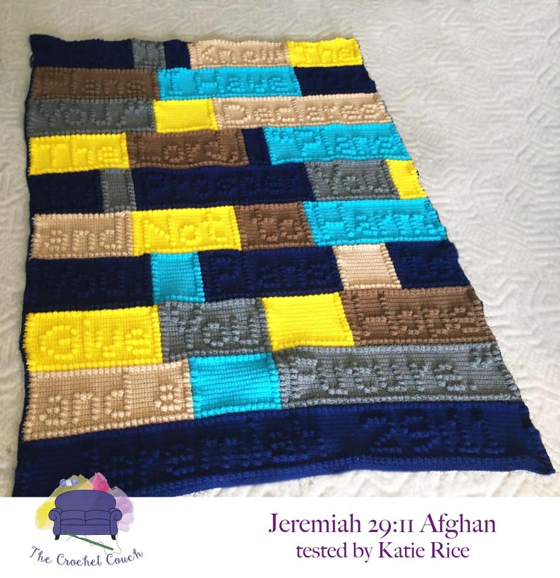 Jeremiah 29:11 Afghan, Bobble Crochet Pattern, Graph and Written Row by Row Included image 6