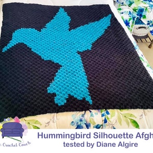 Hummingbird Silhouette Afghan C2C Crochet Pattern, Written Row by Row, Color Counts, Instant Download, C2C Graph, C2C Pattern, Graphgan