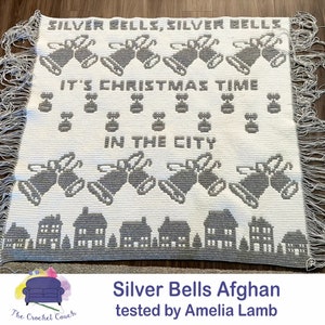 Silver Bells Afghan Mosaic Crochet Pattern, Written Row by Row,  Instant Download, Overlay Mosaic,  Crochet Pattern, Crochet Couch