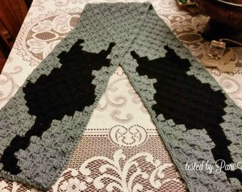 Cat Scarf C2C Crochet Pattern, Graph and Written Row by Row Included
