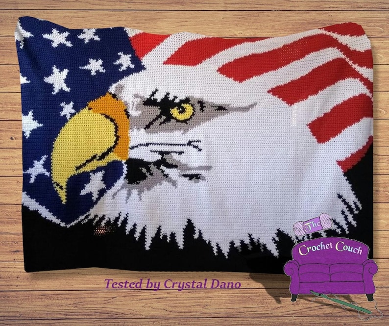 Patriotic Eagle Afghan SC / TSS Crochet Pattern Written Row Etsy