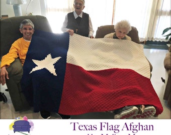 Texas Flag Afghan, C2C Crochet Pattern, Written Row Counts, C2C Graphs, Corner to Corner, Crochet Pattern, C2C Graph