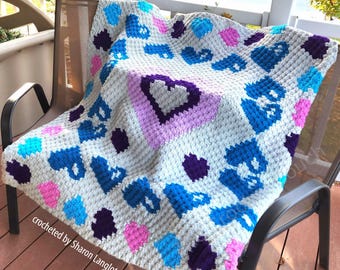 Hearts Will Roll Afghan Crochet Pattern – C2C Blanket Design