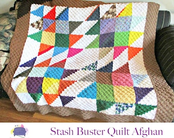 Stash Buster Quilt Afghan C2C Crochet Pattern, Written Row Counts, C2C Graphs, Corner to Corner, Crochet Pattern, C2C Graph