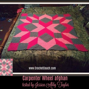 Carpenter Wheel Afghan Blanket 2, C2C Crochet Pattern, Written Row Counts, C2C Graphs, Corner to Corner, Crochet Pattern, C2C Graph