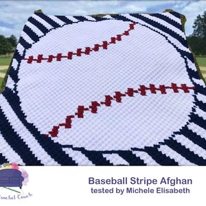 Baseball Stripes Afghan C2C Crochet Pattern (PDF Pattern)