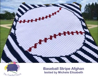 Baseball Stripes Afghan C2C Crochet Pattern, Written Row Counts, C2C Graphs, Corner to Corner, Crochet Pattern, C2C Graph