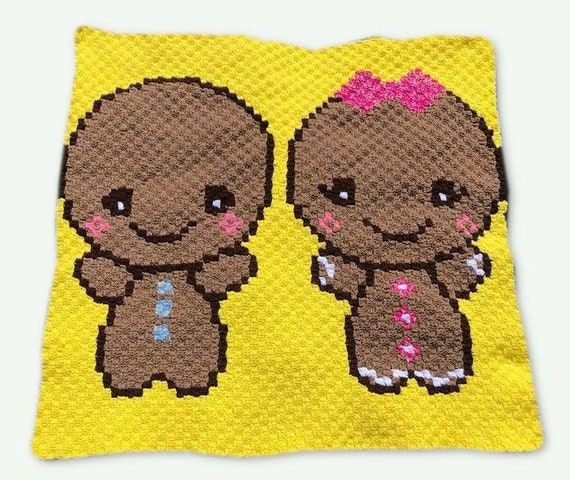 Crochet Patterns GINGERBREAD GIRL Graph//Chart Afghan PATTERN