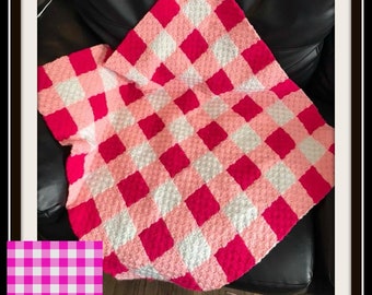 Pink Gingham Afghan C2C Crochet Pattern, Written Row Counts, C2C Graphs, Corner to Corner, Crochet Pattern, C2C Graph