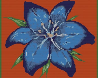 Blue Stargazer Lily Afghan SC and TSS Crochet Pattern, Written Row Counts