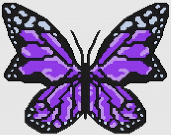 Butterfly in Purples Afghan, sc Crochet Pattern, tss Crochet Pattern, Written Row by Row, Color Counts, Instant Download, sc Graph tss Graph