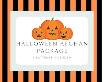 Set of 5 Halloween Afghan Patterns C2C Crochet Pattern, Written Row by Row, Color Counts, Instant Download, C2C Graph, C2C Pattern