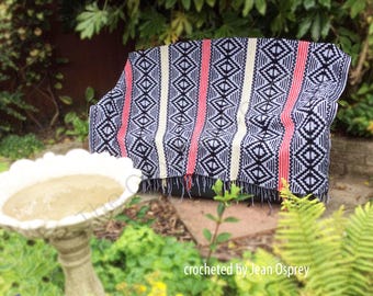 Diamonds in the Buff Afghan Mosaic Crochet Pattern, Written Row by Row,  Instant Download, Overlay Mosaic,  Crochet Pattern
