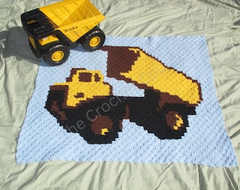 Dumptruck Kids Blanket C2C Crochet Pattern, Written Row Counts, C2C Graphs, Corner to Corner Crochet Pattern, C2C Graph