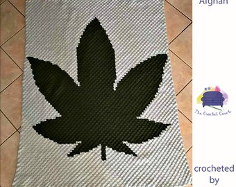 Marijuana Leaf Afghan C2C Crochet Pattern, Written Row Counts, C2C Graphs, Corner to Corner, Crochet Pattern, C2C Graph
