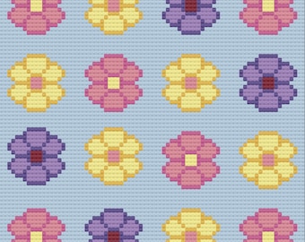 Petal Parade Afghan C2C Crochet Pattern, Written Row by Row Color Counts, Instant Download